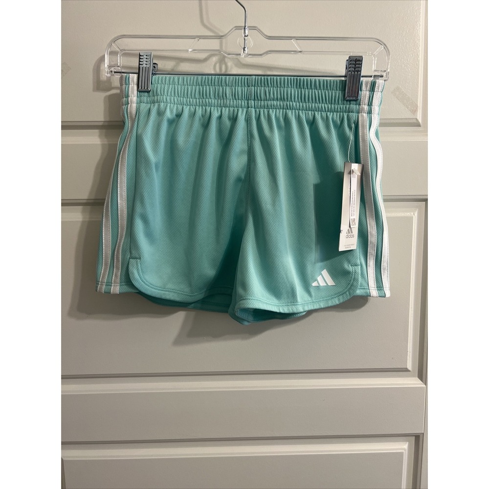 Adidas Athletic Shorts Girls Size YL Green Elastic Drawstring AH4382